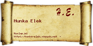 Hunka Elek névjegykártya